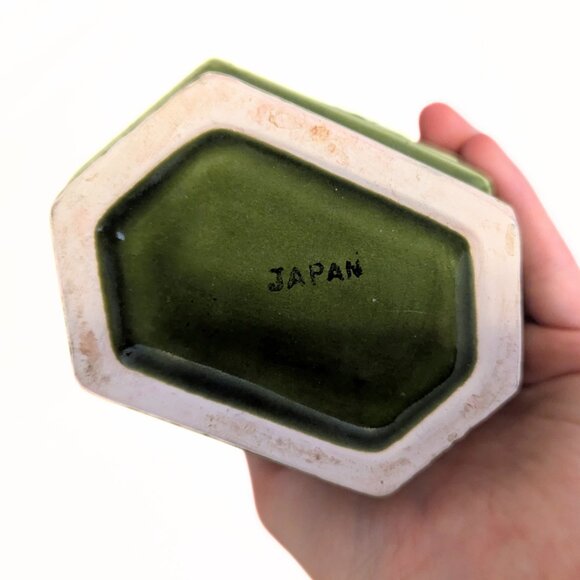 Vintage Green Japan Canister Counter Set of 2 Filigree Design Retro MCM - Picture 13 of 16